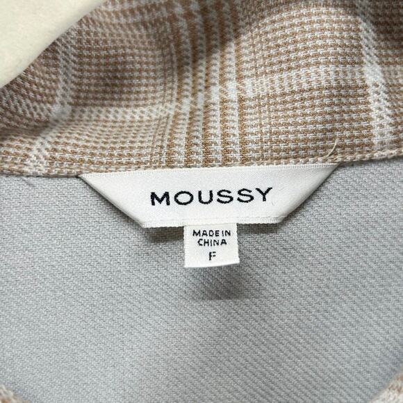 Moussy Tan Plaid Chore Shirt Jacket Oversized - Picture 6 of 7